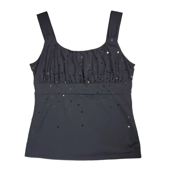 90s Y2k Sequin Beaded Mesh Babydoll Top Black Whimsigoth Fairy Grunge L - Picture 4 of 10